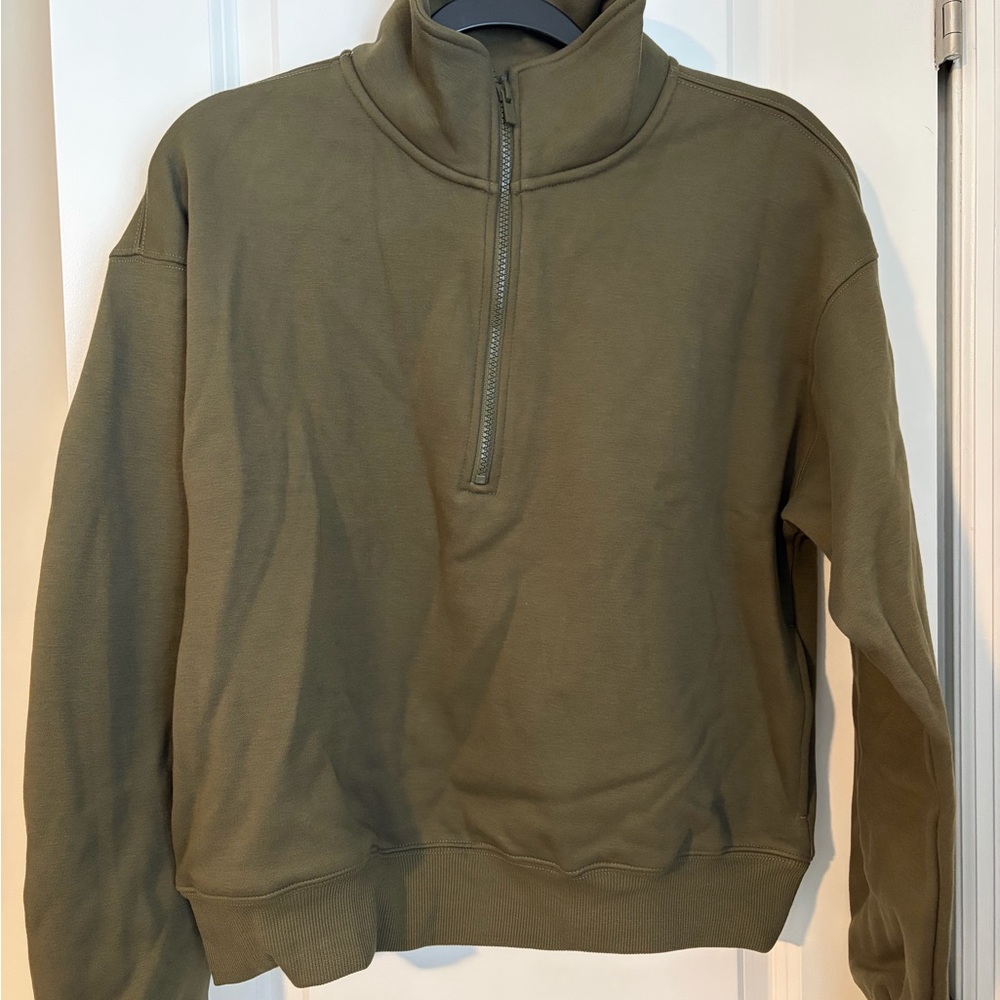 Fabletics Olive Green Women's Half-Zip Sweatshirt